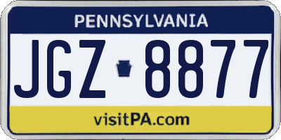 PA license plate JGZ8877