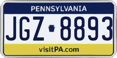 PA license plate JGZ8893