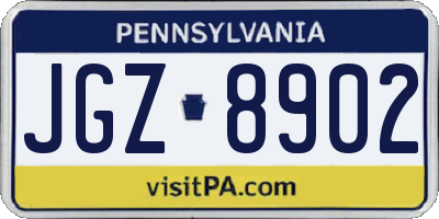 PA license plate JGZ8902