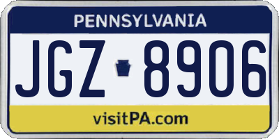 PA license plate JGZ8906