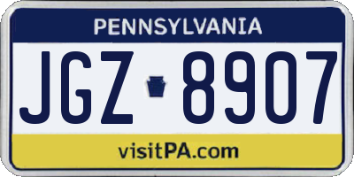 PA license plate JGZ8907