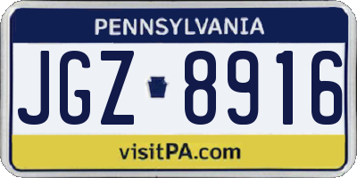 PA license plate JGZ8916