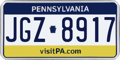 PA license plate JGZ8917