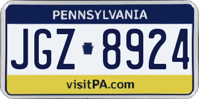 PA license plate JGZ8924