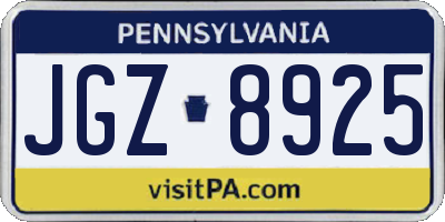 PA license plate JGZ8925