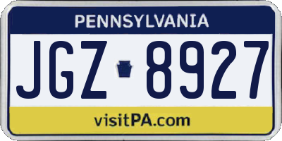 PA license plate JGZ8927