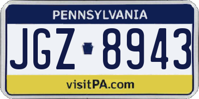 PA license plate JGZ8943
