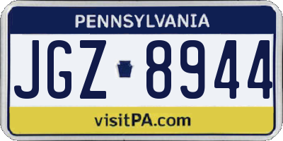 PA license plate JGZ8944