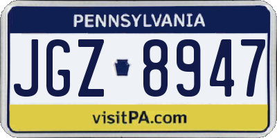 PA license plate JGZ8947