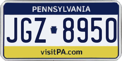 PA license plate JGZ8950