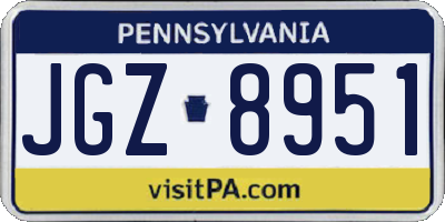 PA license plate JGZ8951