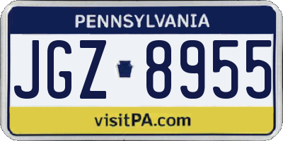 PA license plate JGZ8955
