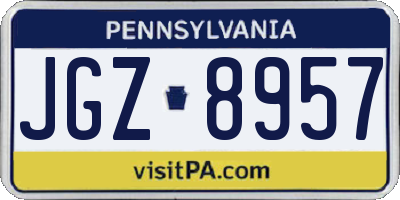 PA license plate JGZ8957