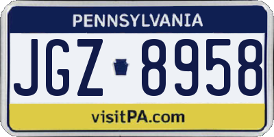 PA license plate JGZ8958