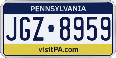 PA license plate JGZ8959