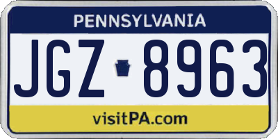 PA license plate JGZ8963