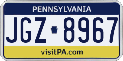 PA license plate JGZ8967