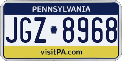 PA license plate JGZ8968