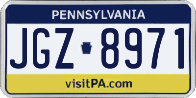 PA license plate JGZ8971