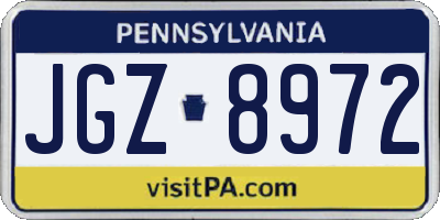 PA license plate JGZ8972