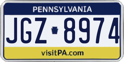 PA license plate JGZ8974