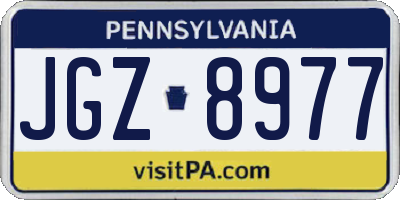 PA license plate JGZ8977