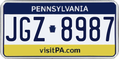 PA license plate JGZ8987