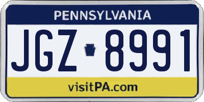 PA license plate JGZ8991