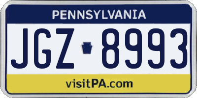 PA license plate JGZ8993