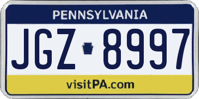 PA license plate JGZ8997