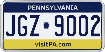 PA license plate JGZ9002