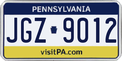PA license plate JGZ9012