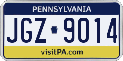 PA license plate JGZ9014