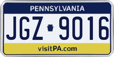 PA license plate JGZ9016