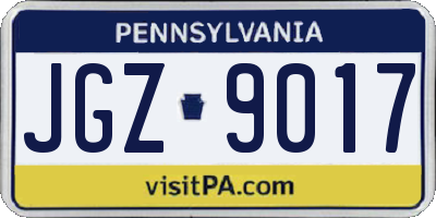 PA license plate JGZ9017