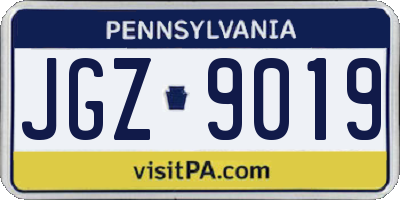 PA license plate JGZ9019