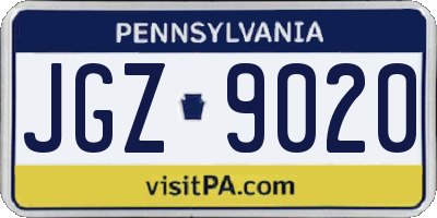 PA license plate JGZ9020