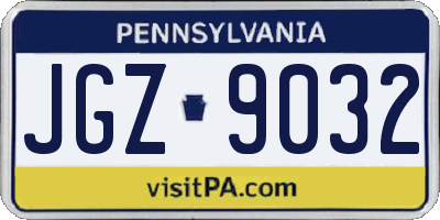 PA license plate JGZ9032