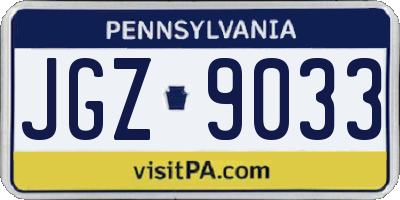 PA license plate JGZ9033