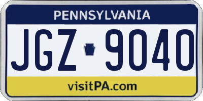 PA license plate JGZ9040