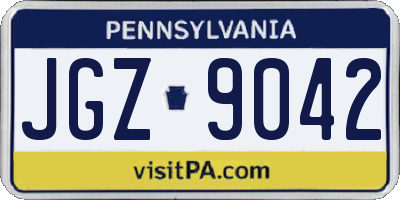 PA license plate JGZ9042