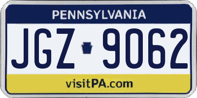 PA license plate JGZ9062