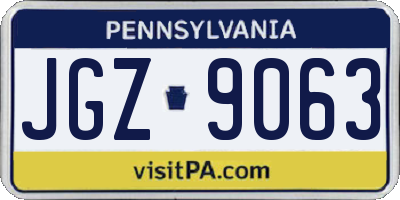 PA license plate JGZ9063