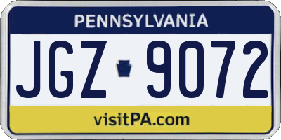 PA license plate JGZ9072