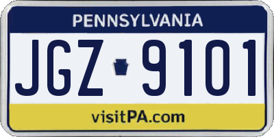 PA license plate JGZ9101