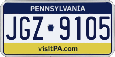 PA license plate JGZ9105