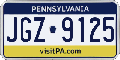 PA license plate JGZ9125