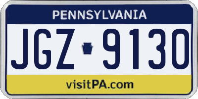 PA license plate JGZ9130