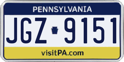 PA license plate JGZ9151