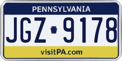 PA license plate JGZ9178